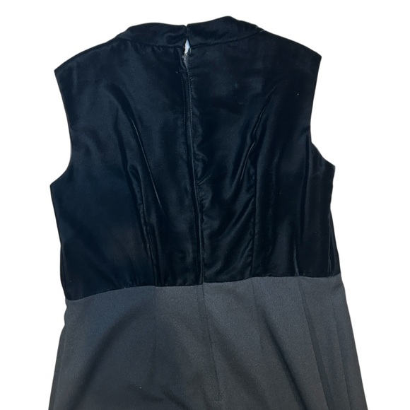 Black Vintage Union Long Full Length Floral Flower Dress Embroidery Velvet 60s - Picture 11 of 16